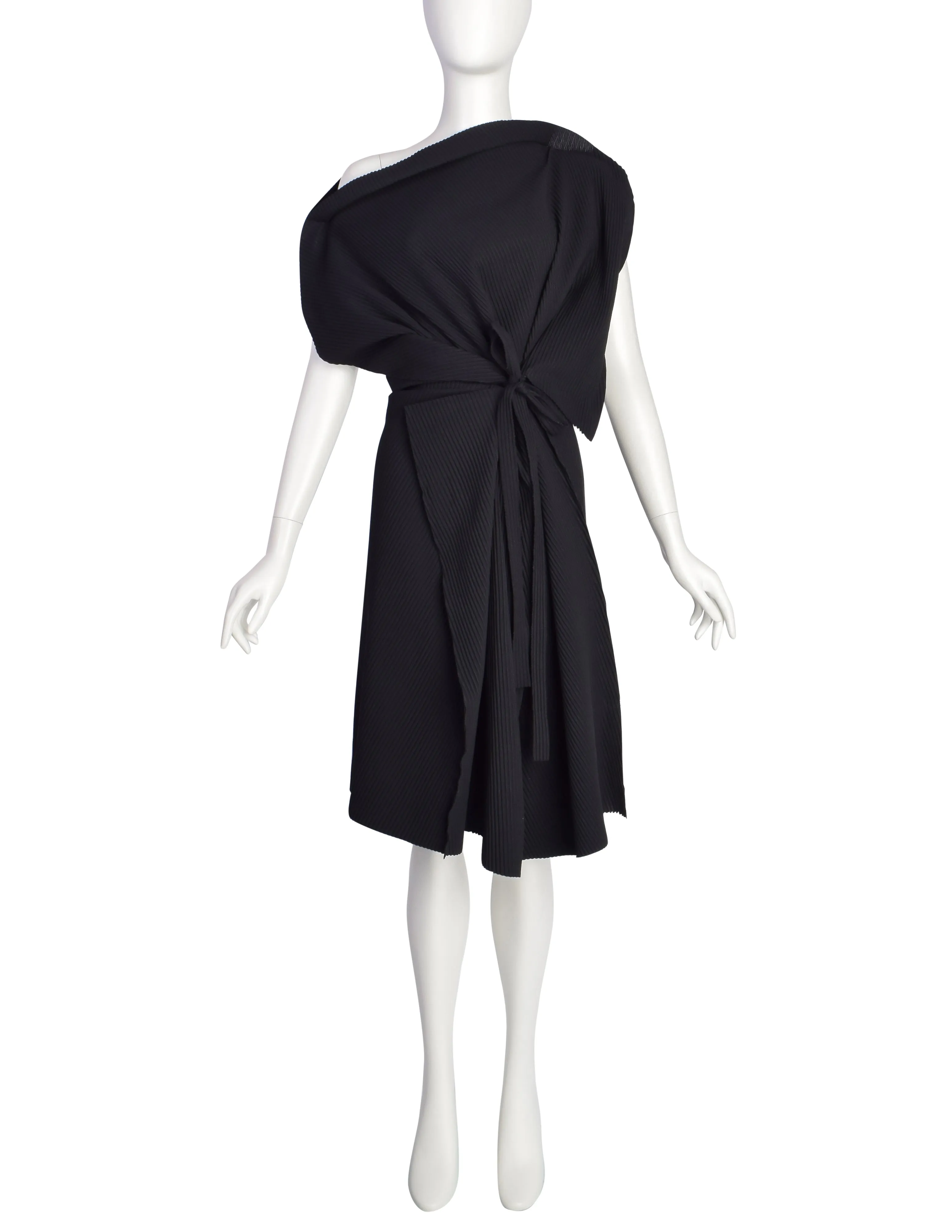 Issey Miyake ME APOC Vintage Shapeshifting Black Pleated Bubble Dress