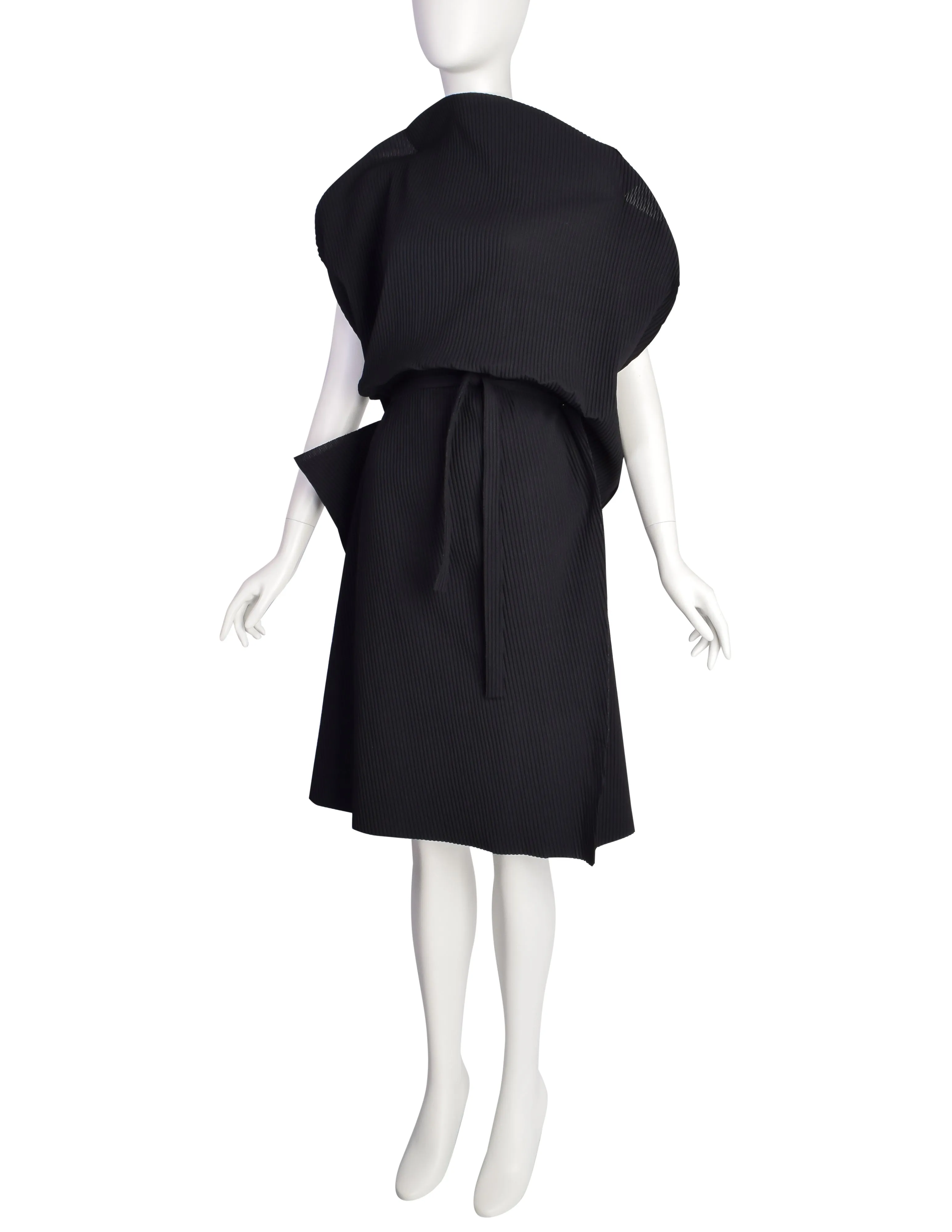 Issey Miyake ME APOC Vintage Shapeshifting Black Pleated Bubble Dress