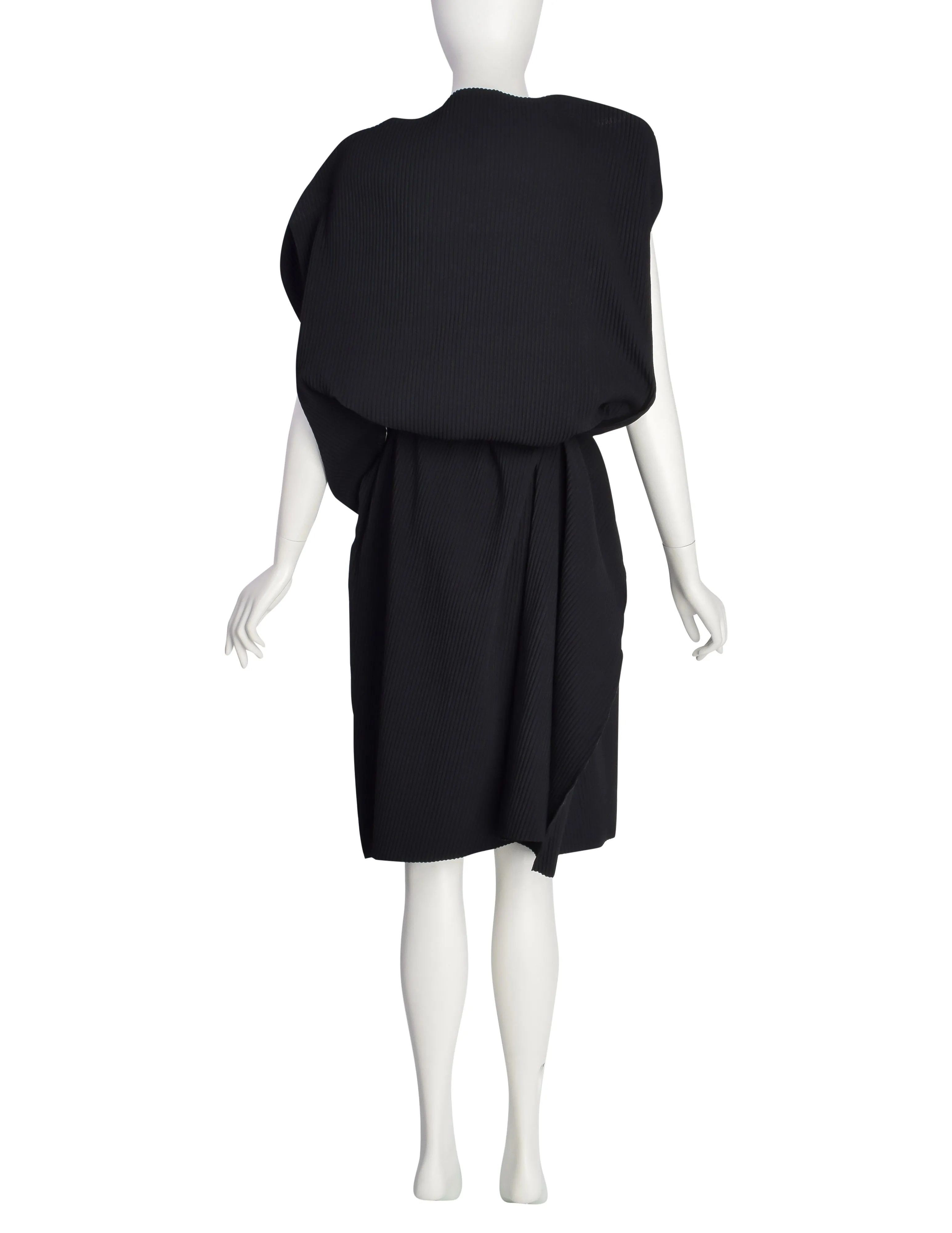 Issey Miyake ME APOC Vintage Shapeshifting Black Pleated Bubble Dress