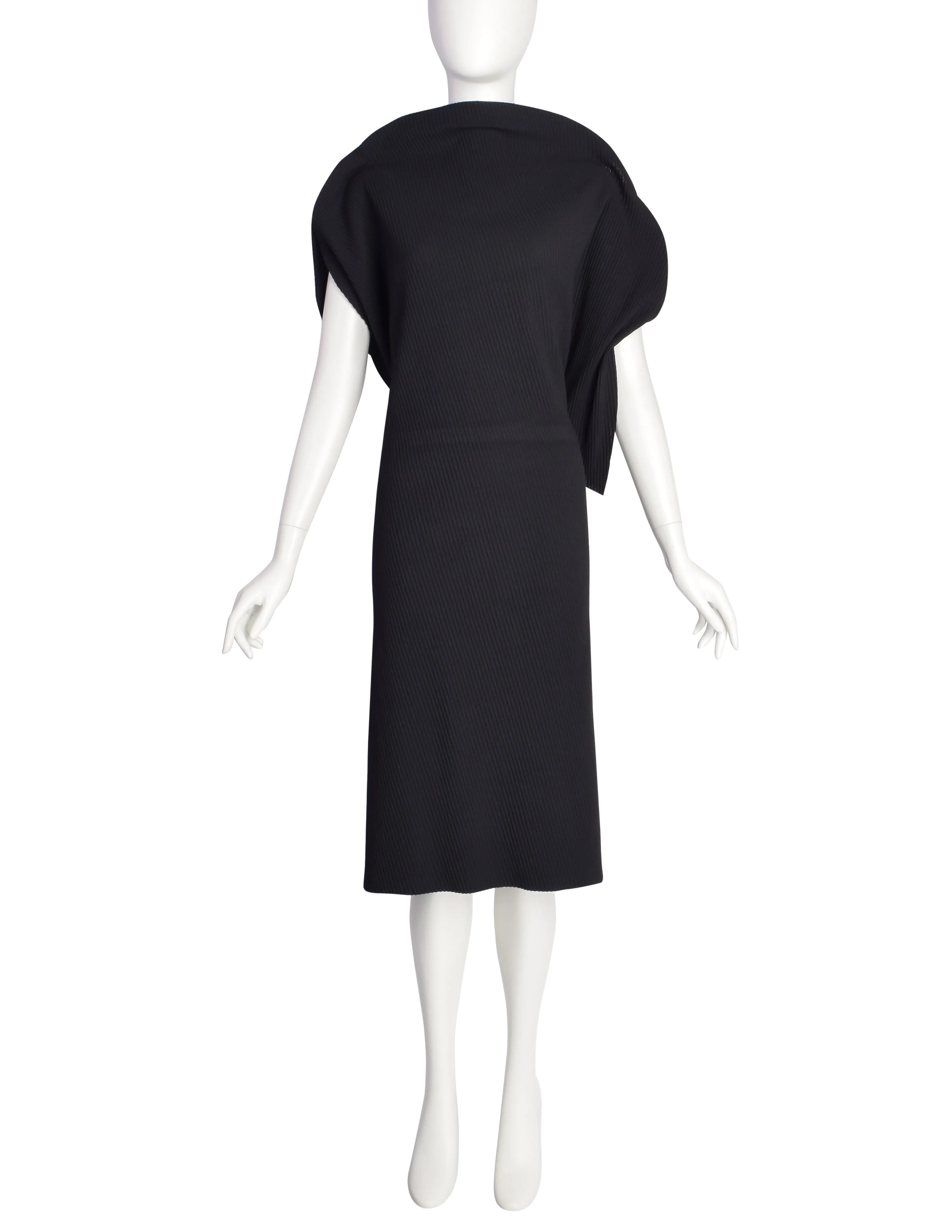 Issey Miyake ME APOC Vintage Shapeshifting Black Pleated Bubble Dress