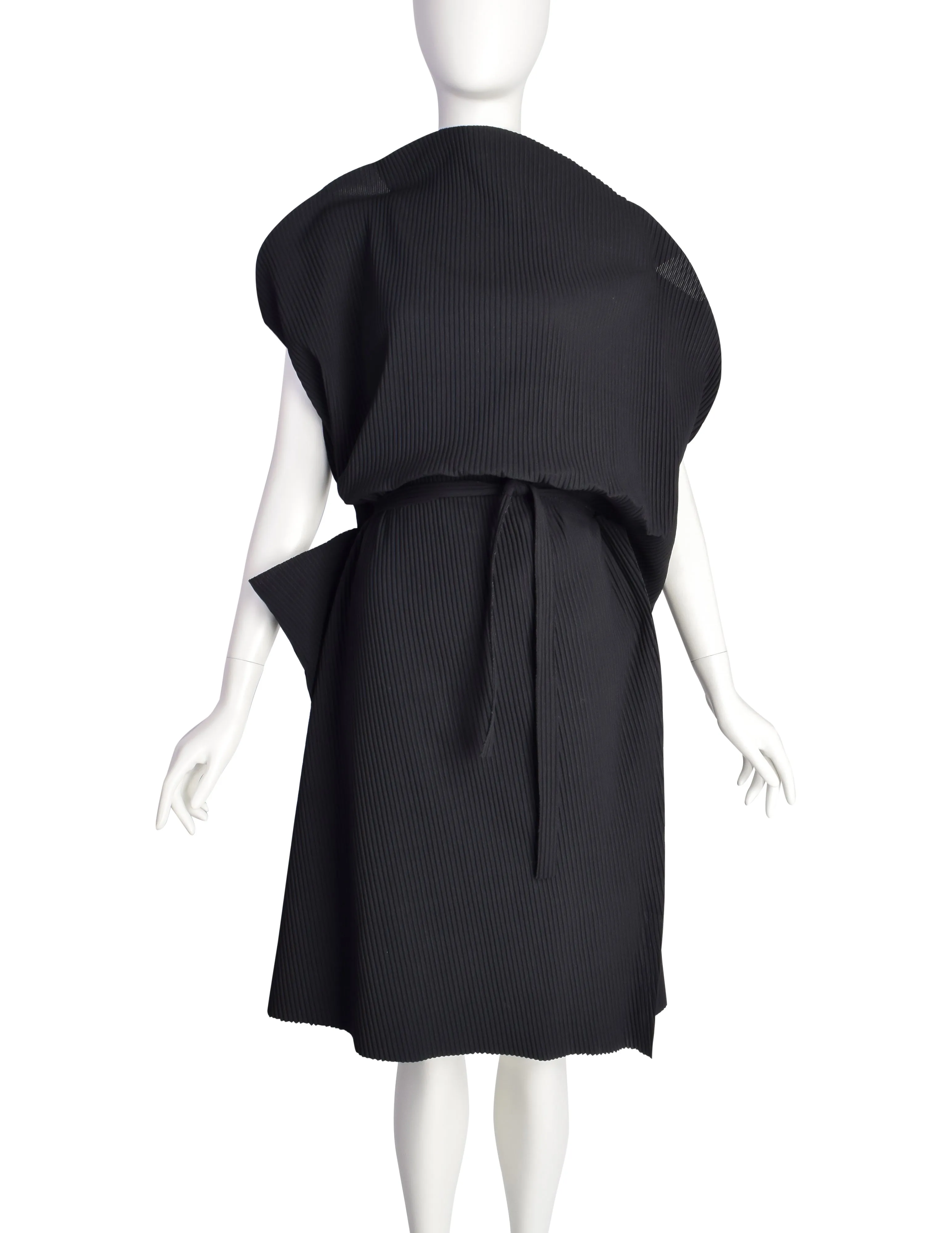 Issey Miyake ME APOC Vintage Shapeshifting Black Pleated Bubble Dress