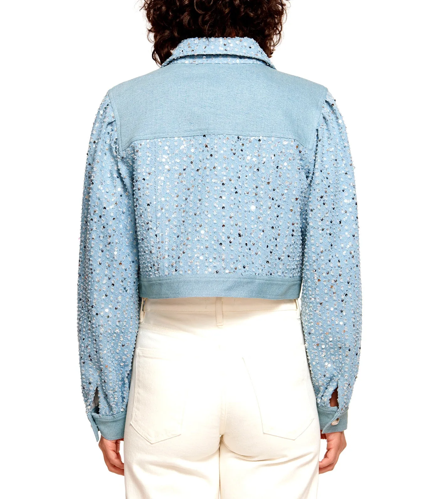 Janet Sequin Denim Jacket Sequin Light Wash