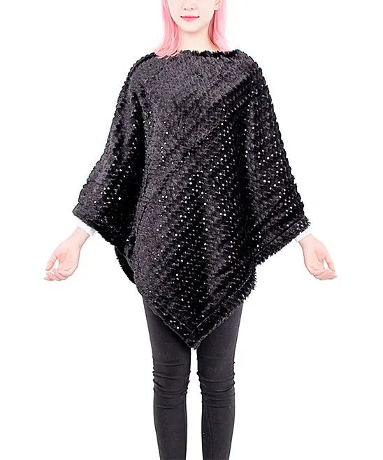 JC088201 Sequin Plush Poncho