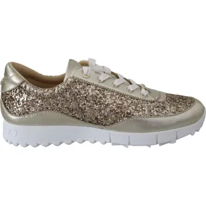 Jimmy Choo Antique Gold Glitter Leather Sneakers