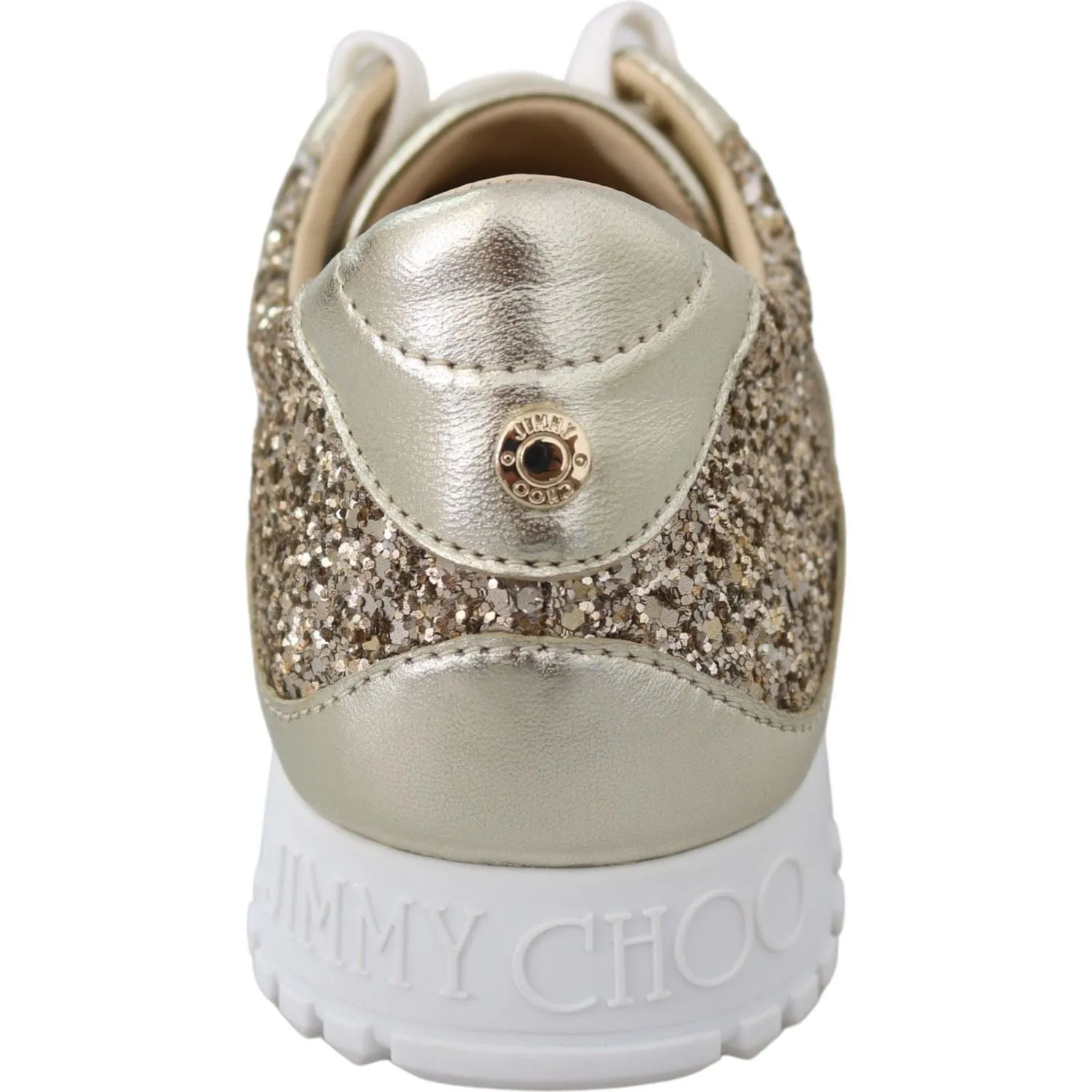 Jimmy Choo Antique Gold Glitter Leather Sneakers