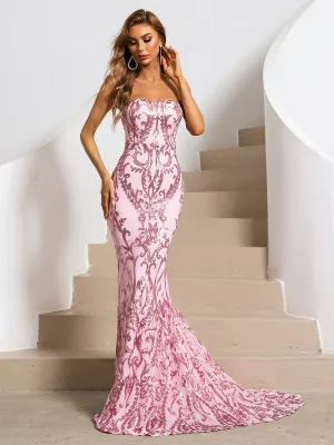 Juliett Strapless Sequin Gown Dress