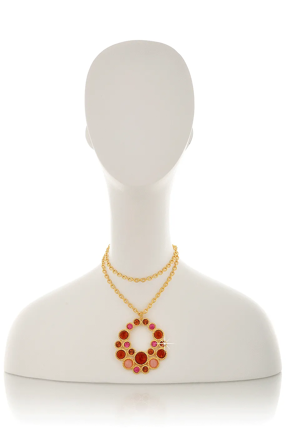 KENNETH JAY LANE CRYSTAL DISC Gold Topaz Pendant