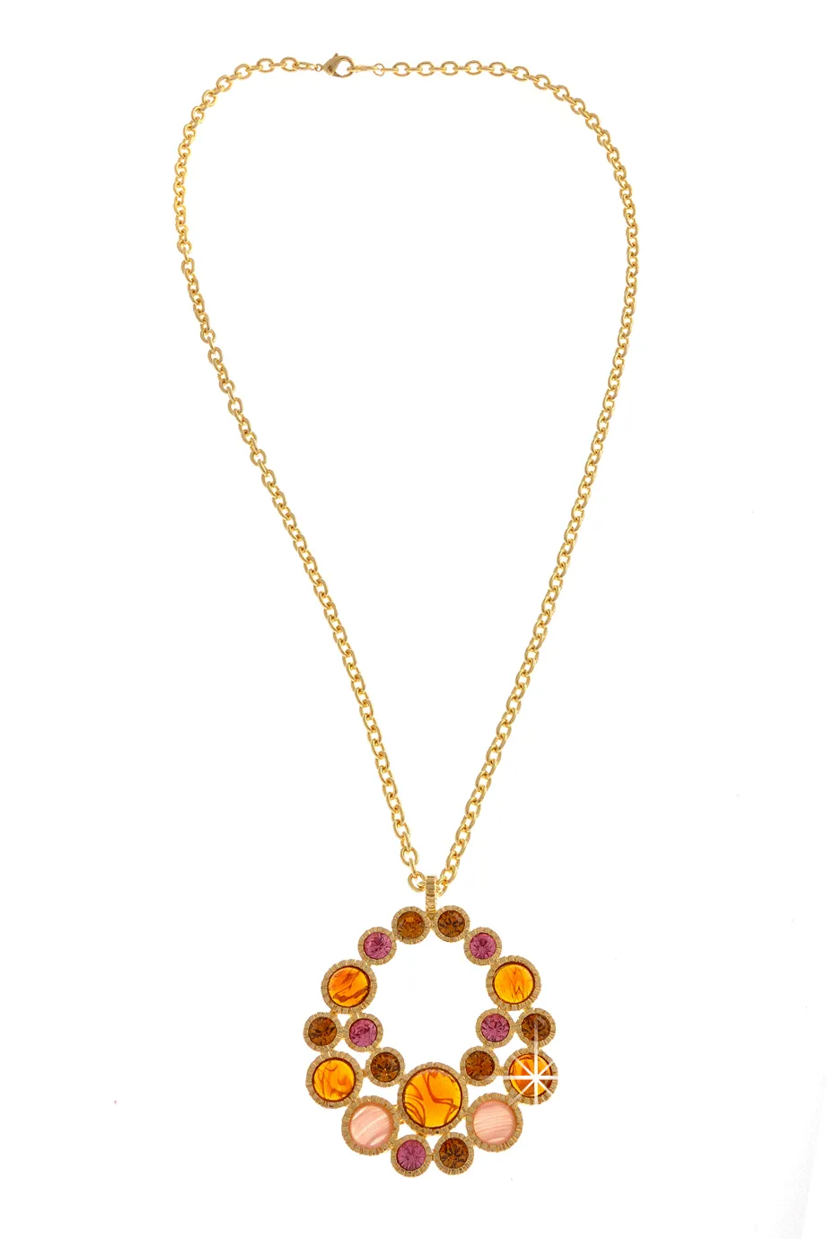 KENNETH JAY LANE CRYSTAL DISC Gold Topaz Pendant