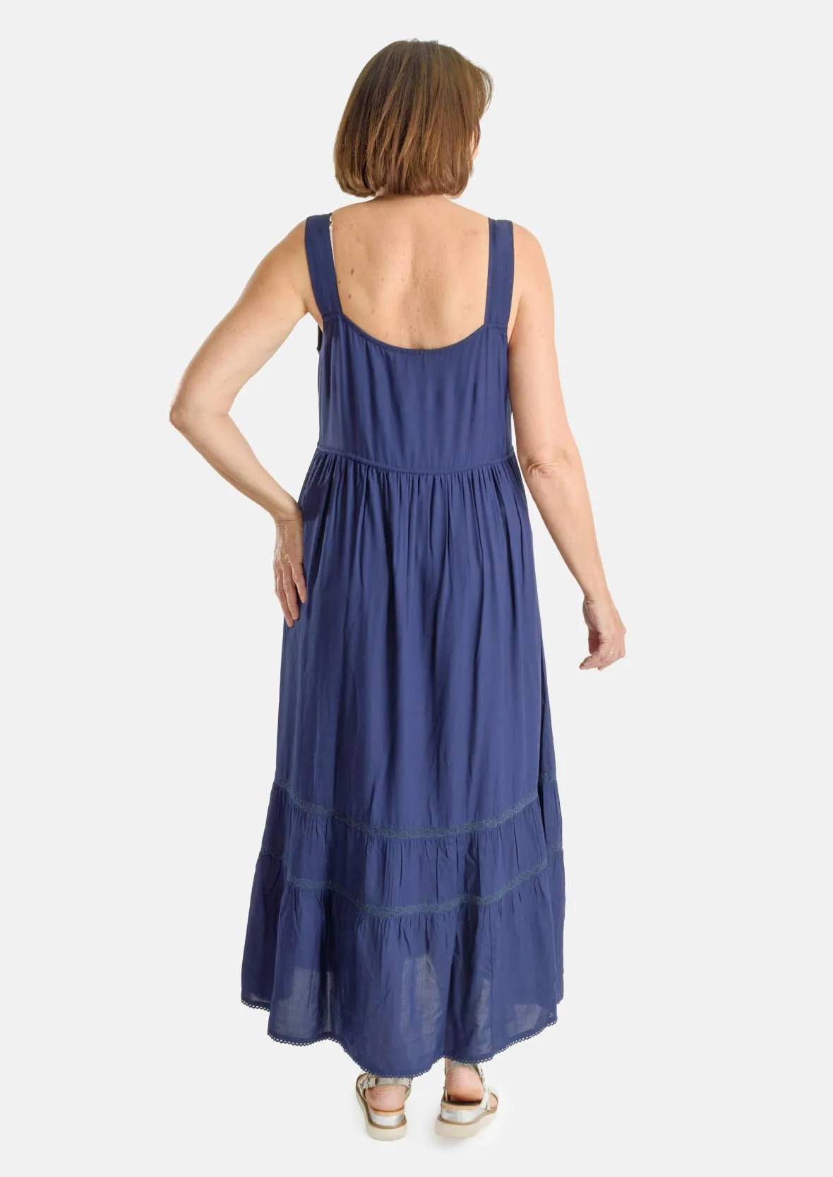 Lace Trim Tiered Maxi Dress