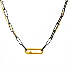 Layered Black Oxidized Silver with Gold Filled Chain