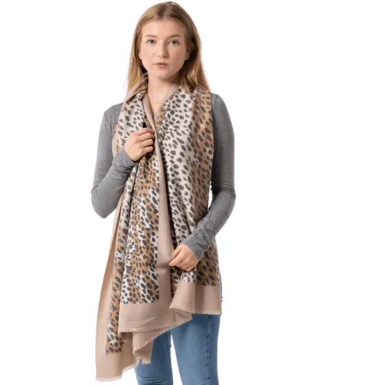 Leopard Print Scarf Cream