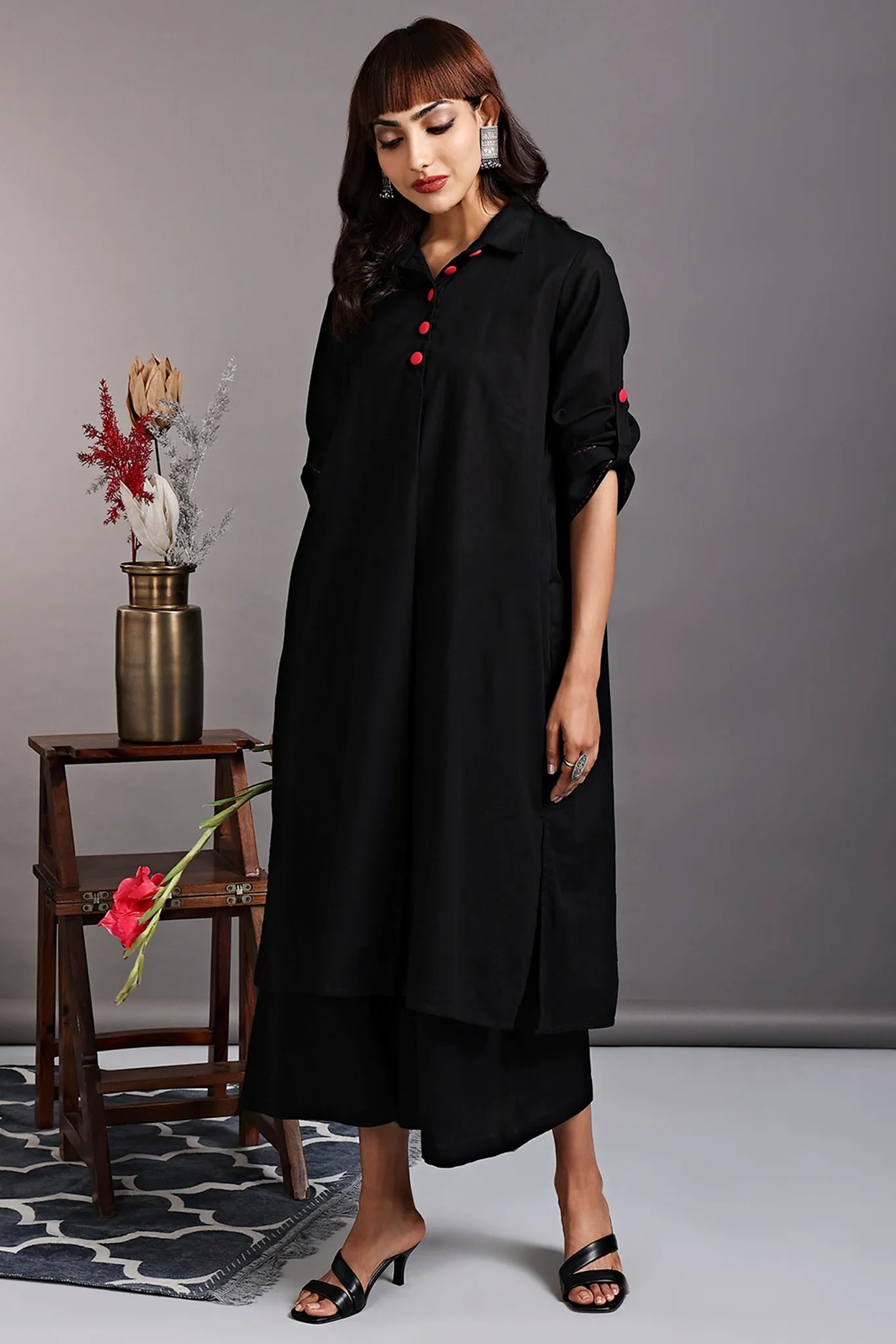 long shirt dress - black moonstone & tranquil songs