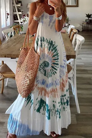 Loose Printed Vacation Maxi Tank Dress