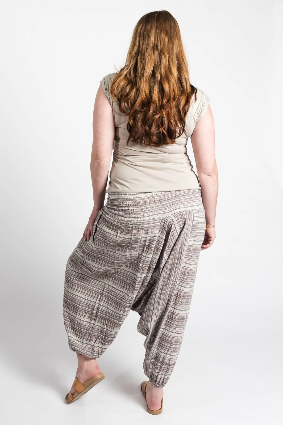 Low Crotch Pants - Striped Natural