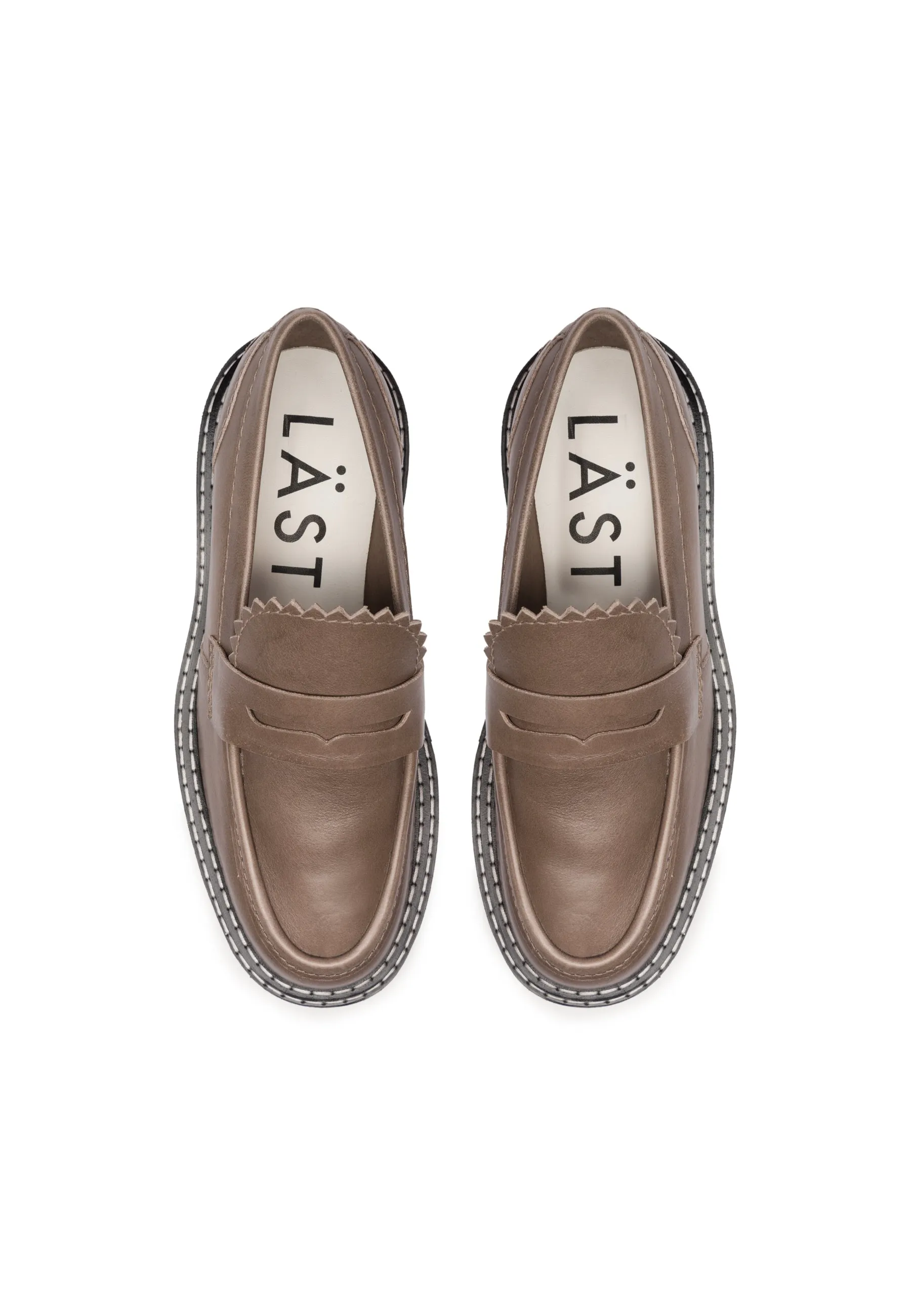 Matter Taupe Leather Loafers