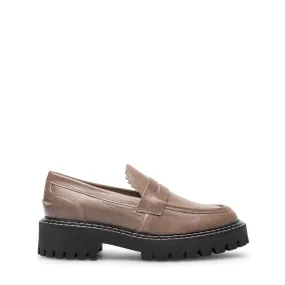 Matter Taupe Leather Loafers