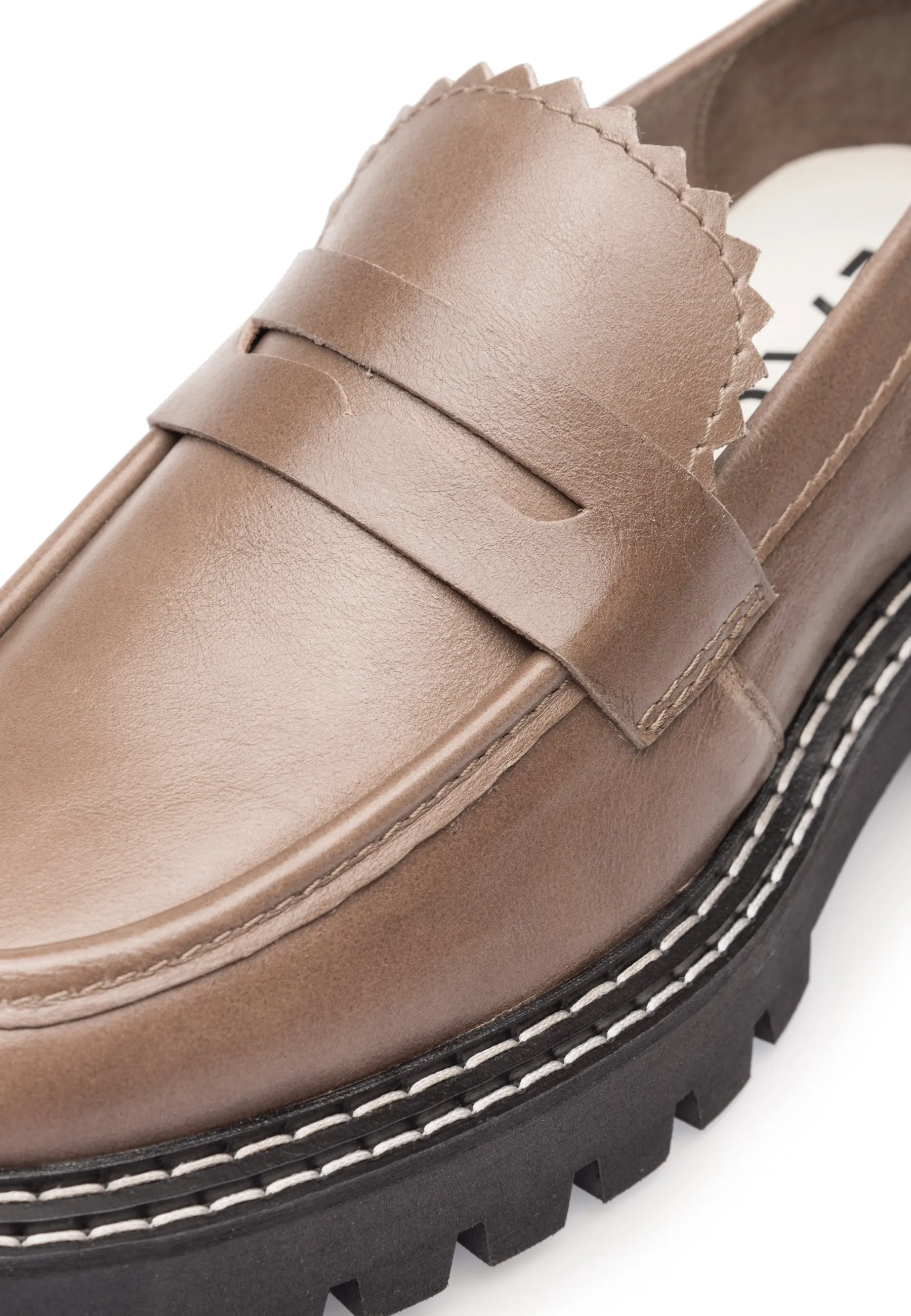 Matter Taupe Leather Loafers