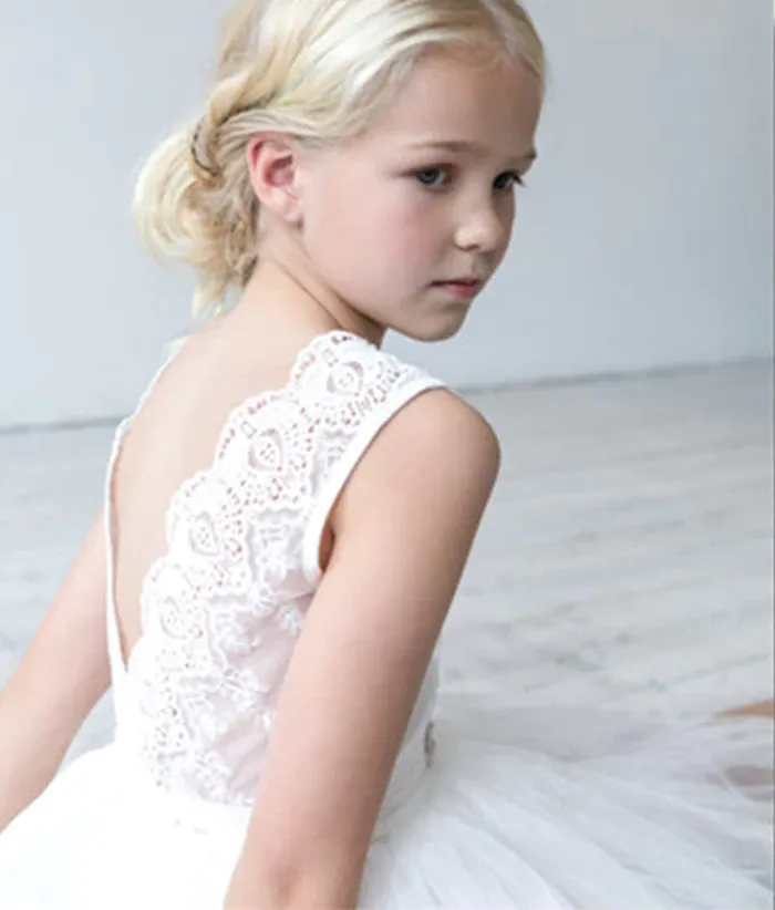 Melody Tulle First Communion or Flower Girl Dress - Ivory