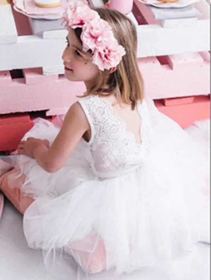 Melody Tulle First Communion or Flower Girl Dress - Ivory