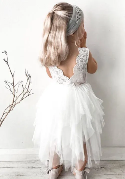 Melody Tulle First Communion or Flower Girl Dress - Ivory