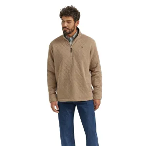 Men's Wrangler George Strait Knit 1/4 Zip Pullover in Taupe - 112352750