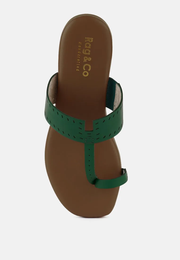 MILA Green Toe Ring Thong Slip Ons