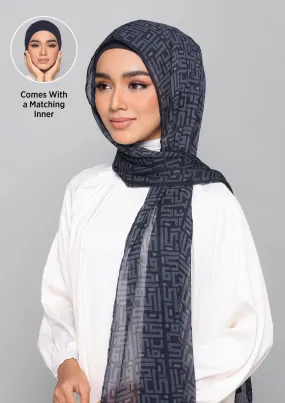 Monogram Navy - Shawl With Inner