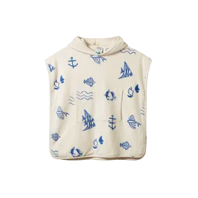 NATURE BABY ORG COTTON PONCHO TOWEL ATLANTIC PRINT