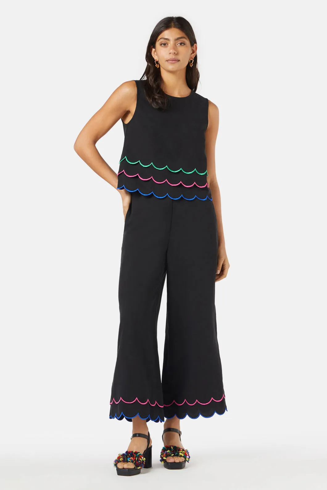 Neon Scallop Emb Pant