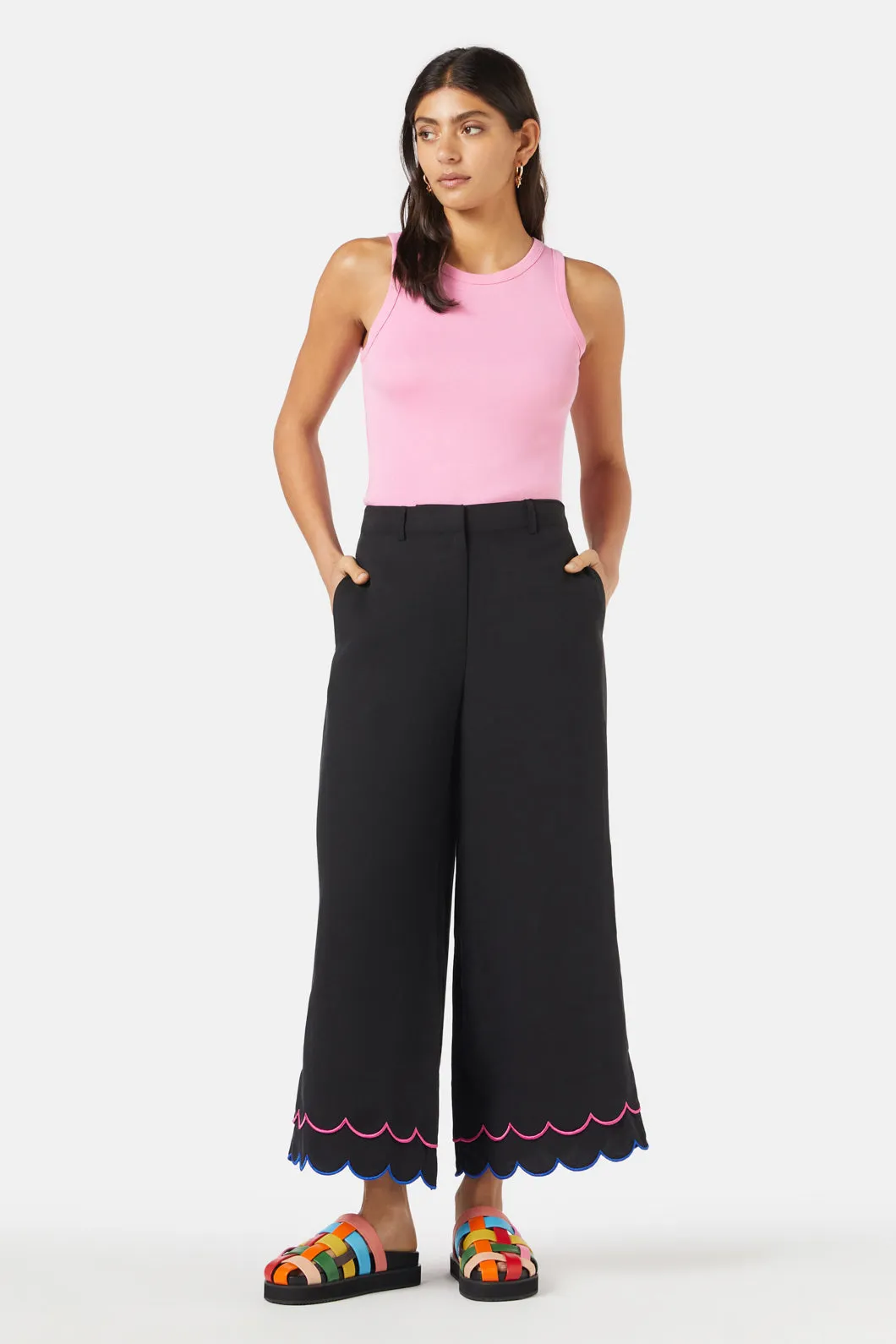 Neon Scallop Emb Pant