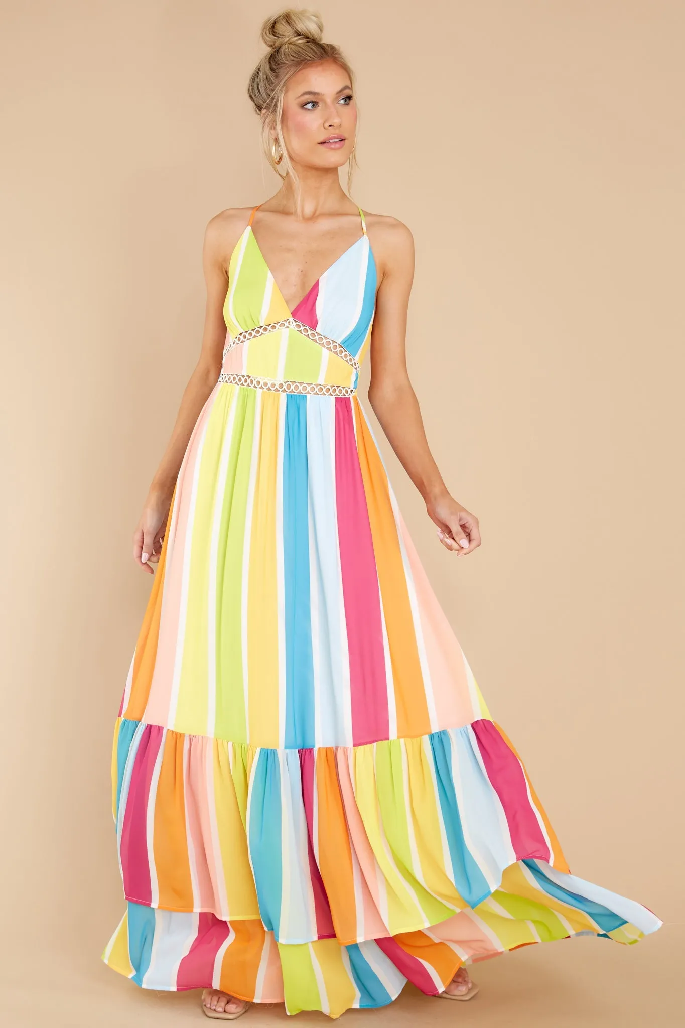 New Ambition Yellow Multi Rainbow Print Maxi Dress