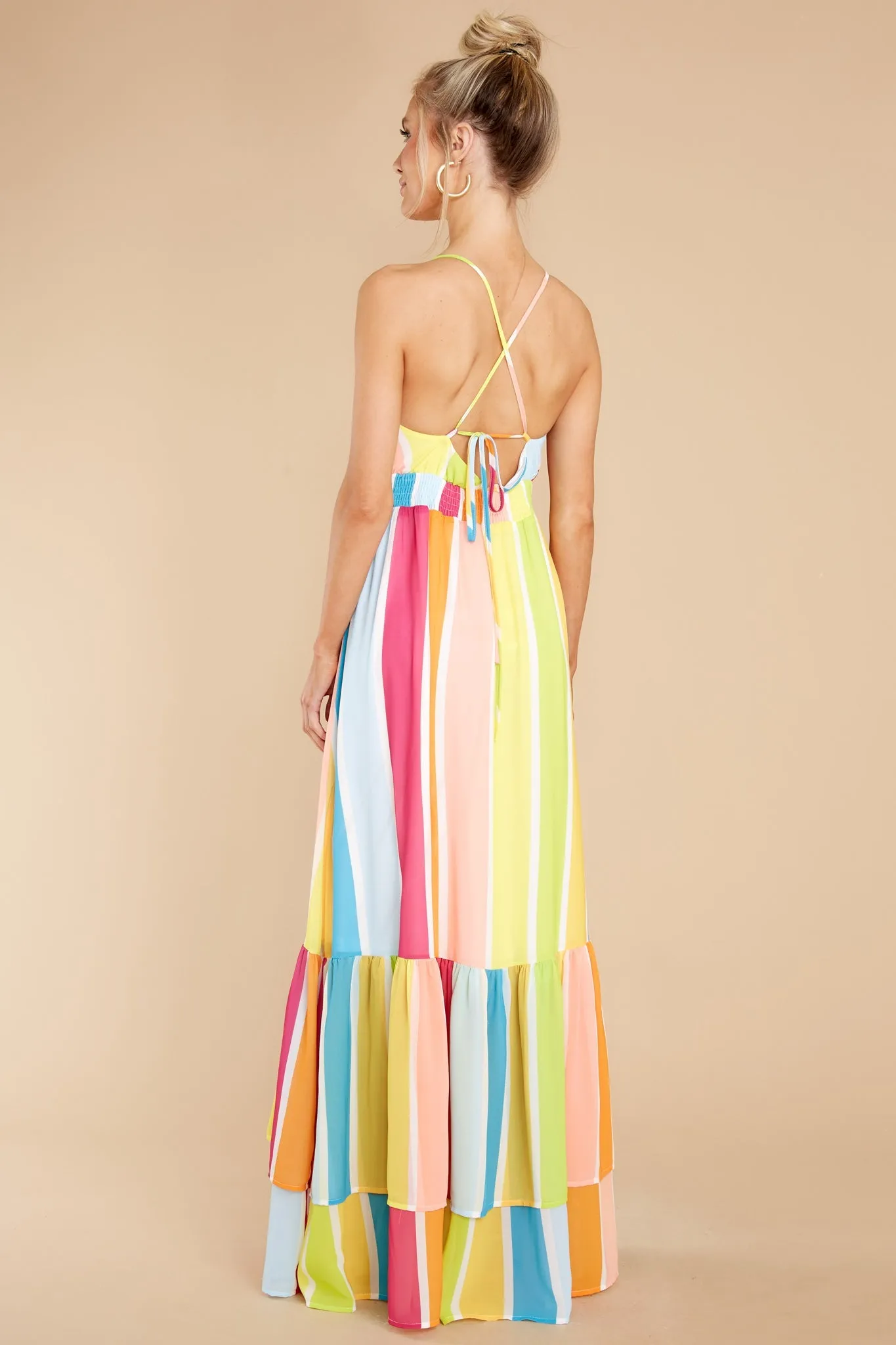 New Ambition Yellow Multi Rainbow Print Maxi Dress