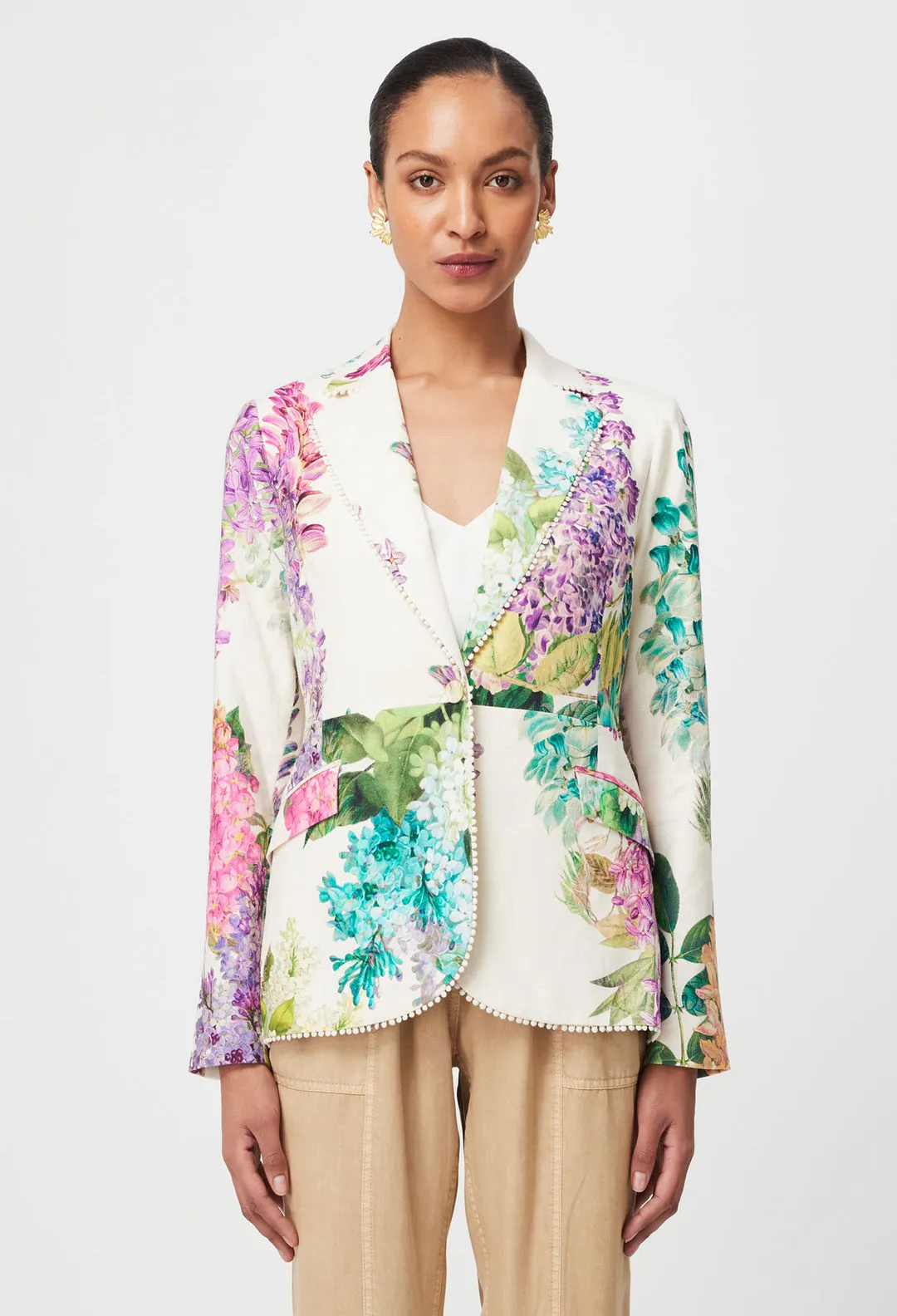 Once Was - Bahia Lace Trim Stretch Linen Viscose Blazer