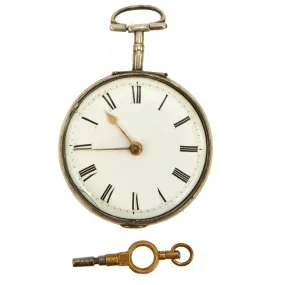 Original Fine English Pocket Watch in Hallmarked Silver Case Presented to Capt. R. J. Strachan, Royal Navy - Circa 1800