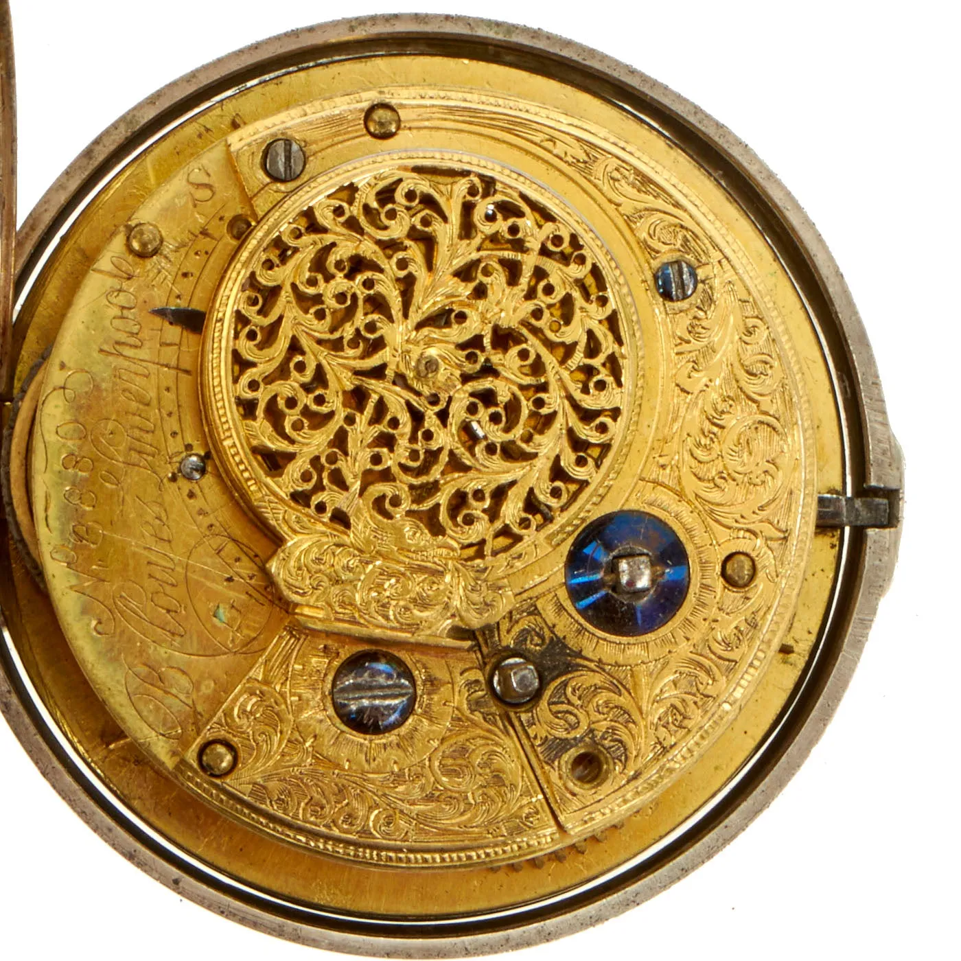 Original Fine English Pocket Watch in Hallmarked Silver Case Presented to Capt. R. J. Strachan, Royal Navy - Circa 1800