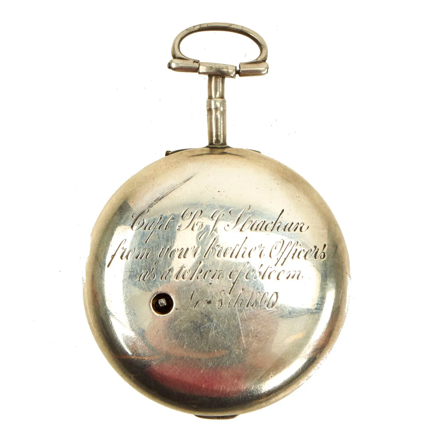 Original Fine English Pocket Watch in Hallmarked Silver Case Presented to Capt. R. J. Strachan, Royal Navy - Circa 1800