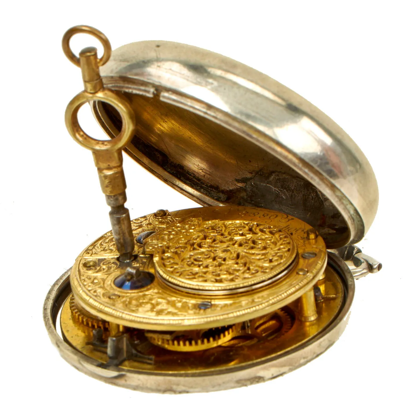 Original Fine English Pocket Watch in Hallmarked Silver Case Presented to Capt. R. J. Strachan, Royal Navy - Circa 1800