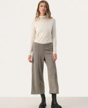 Part Two Ilisan Brown Check Jersey Culotte Trousers