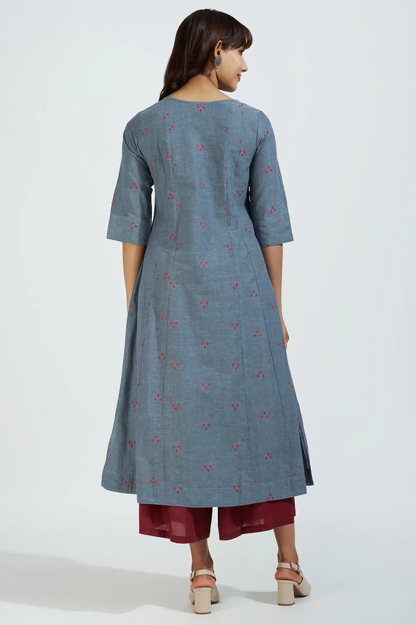 pintuck yoke kurta - bluebell serenade & floral fusion