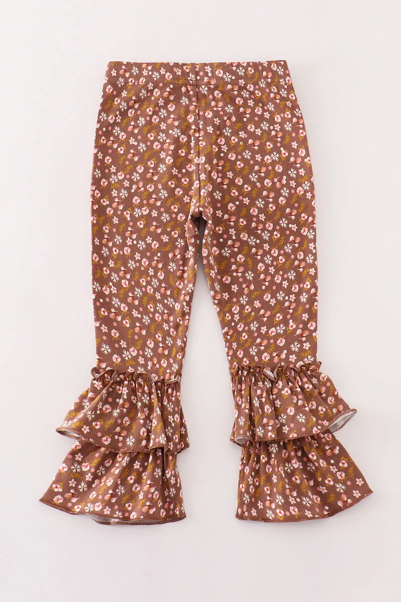 Platinum brown floral layered pants