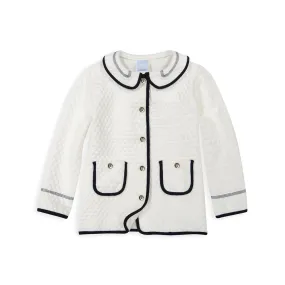 Quilted Bitsy Coat -- Ivory w/ Navy