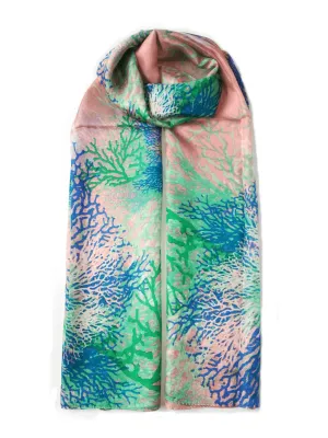 Rainbow Range| Large Silk Scarf Coral Green