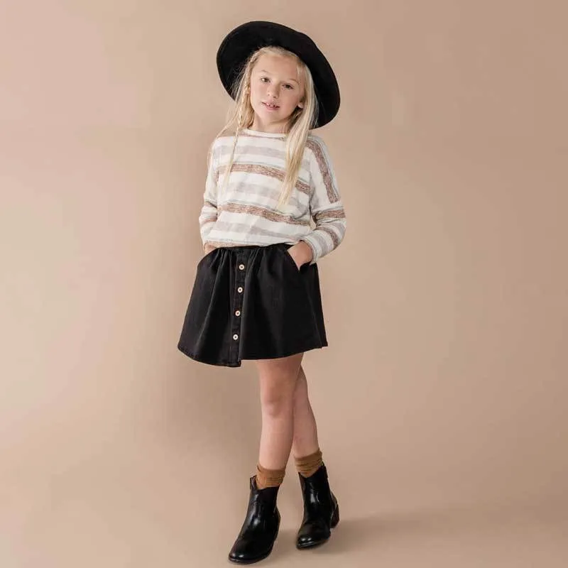 Rylee and Cru Black Button Up Girls Skirt