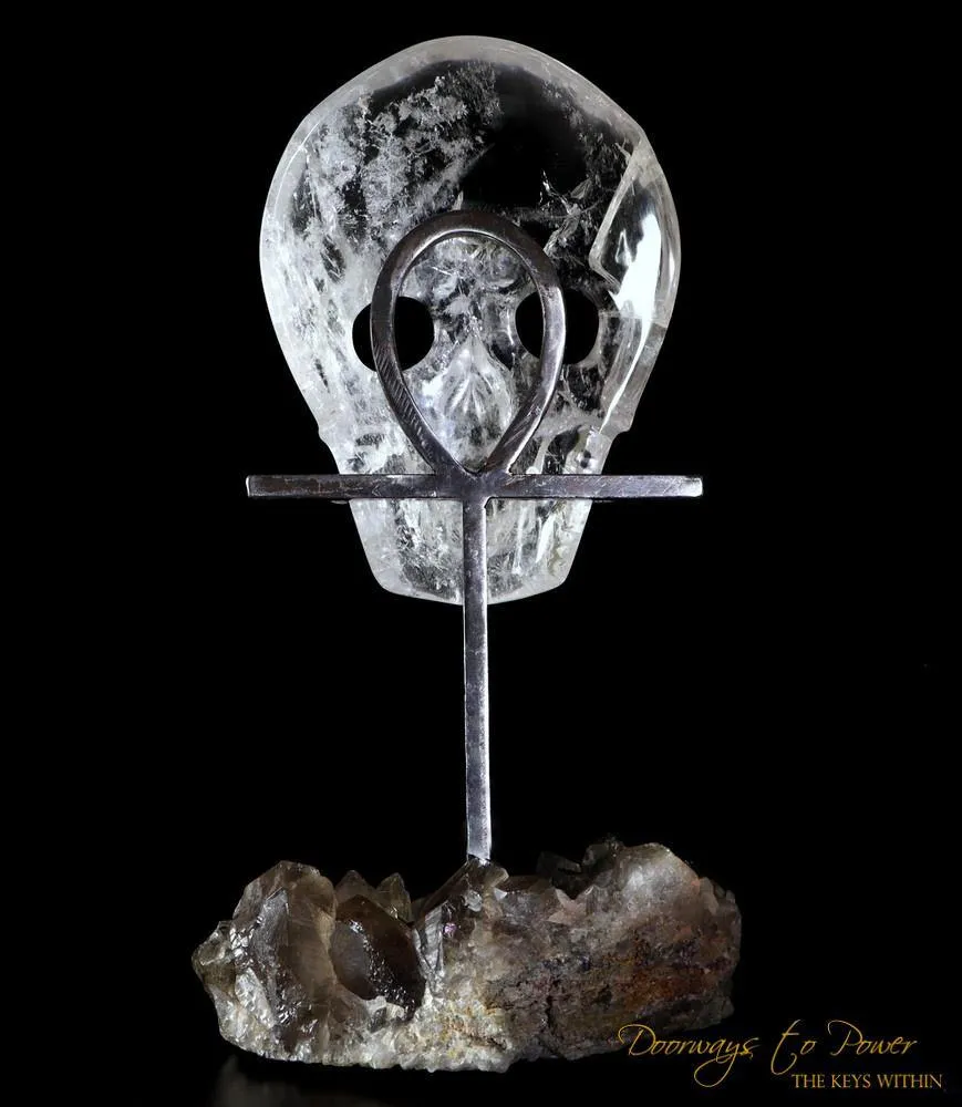 Sacred Lemurian Crystal Skull Mask & Egyptian Ankh ¥ Crystal Sculpture (RESERVED)