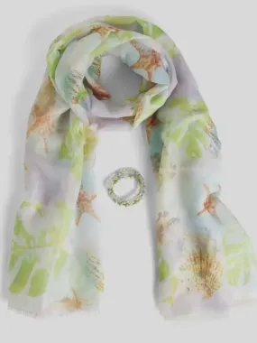 Scarf   Bracelet Gift Set - Lime