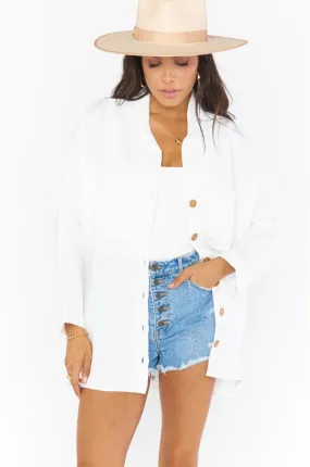 Show Me Your Mumu Johns Button Down Shirt in White Linen