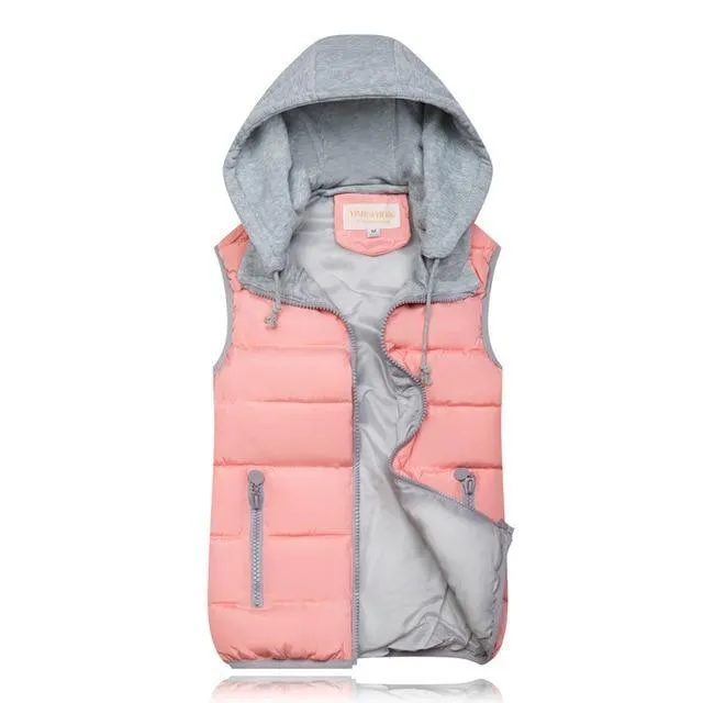 Sleeveless Hooded Vest Jackets