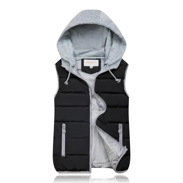 Sleeveless Hooded Vest Jackets