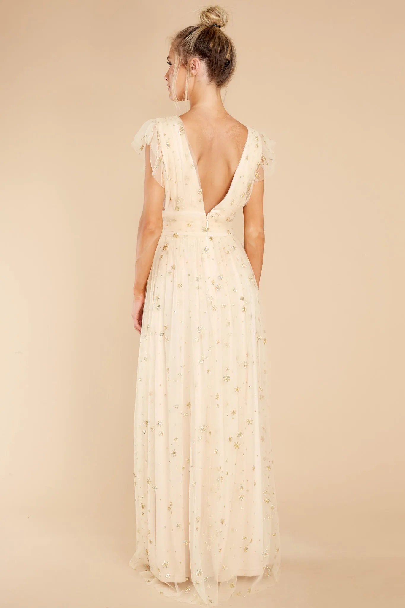 Stargazing Sparkle Beige Maxi Dress