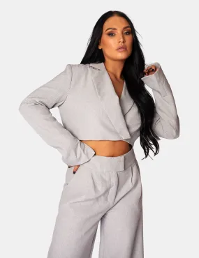 Tailored Premium Boxy Cropped Blazer Grey